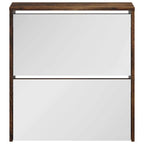 vidaXL Schuhschrank mit Spiegel 2 Fächer Räuchereiche 63x17x67 cm