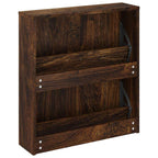 vidaXL Schuhschrank mit Spiegel 2 Fächer Räuchereiche 63x17x67 cm