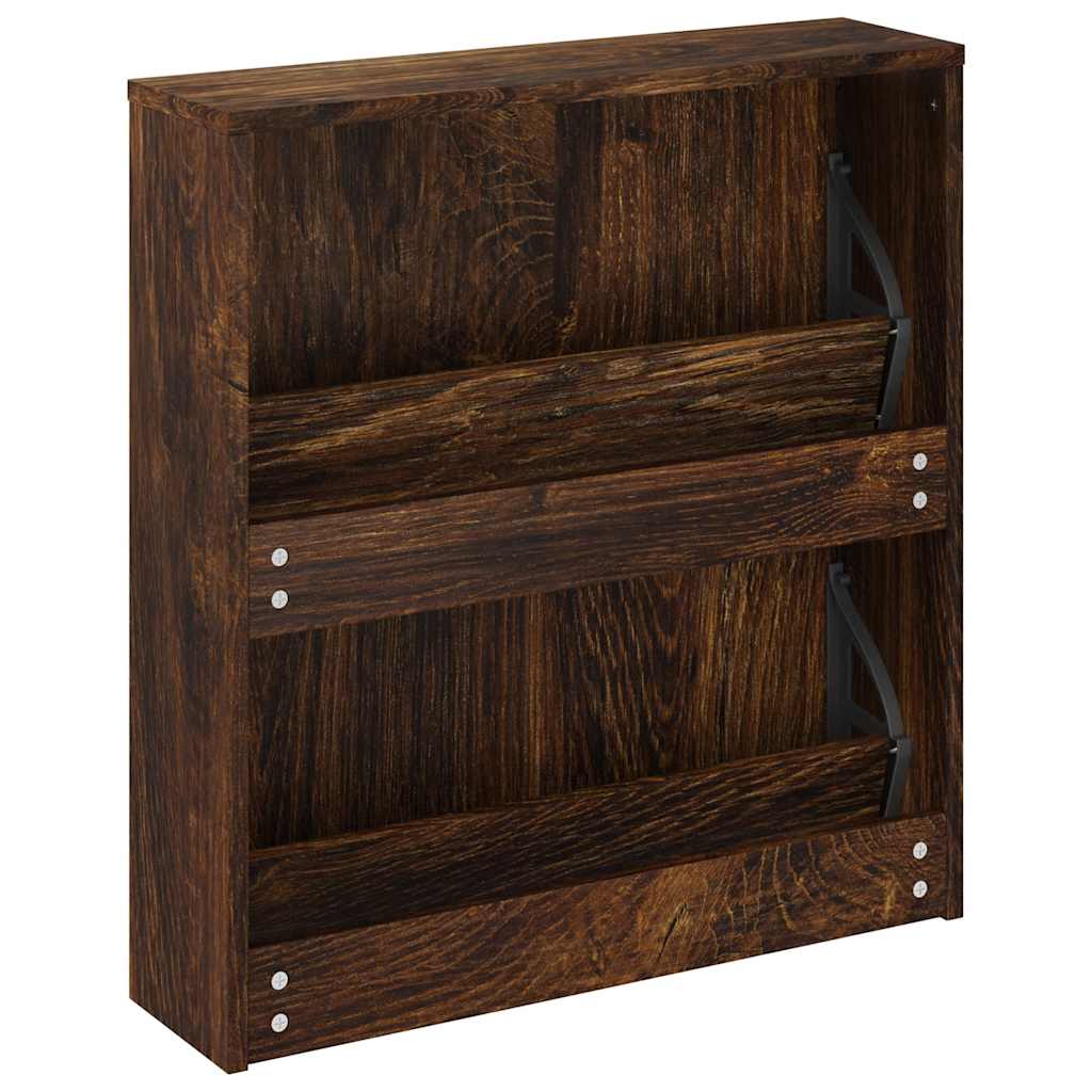 vidaXL Schuhschrank mit Spiegel 2 Fächer Räuchereiche 63x17x67 cm