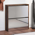 vidaXL Schuhschrank mit Spiegel 2 Fächer Räuchereiche 63x17x67 cm