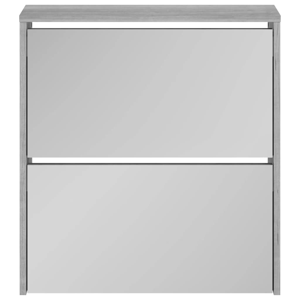 vidaXL Schuhschrank mit Spiegel 2 Fächer Grau Sonoma 63x17x67 cm