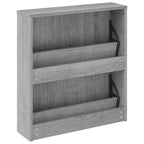 vidaXL Schuhschrank mit Spiegel 2 Fächer Grau Sonoma 63x17x67 cm