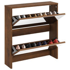 vidaXL Schuhschrank mit Spiegel 2 Fächer Braun Eichen-Optik 63x17x67cm