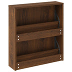 vidaXL Schuhschrank mit Spiegel 2 Fächer Braun Eichen-Optik 63x17x67cm