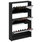 vidaXL Schuhschrank mit Spiegel 3-lagig Schwarz 63x17x102,5 cm