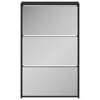 vidaXL Schuhschrank mit Spiegel 3-lagig Schwarz 63x17x102,5 cm