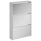 vidaXL Schuhschrank mit Spiegel 3 Fächer Betongrau 63x17x102,5 cm