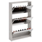 vidaXL Schuhschrank mit Spiegel 3 Fächer Betongrau 63x17x102,5 cm