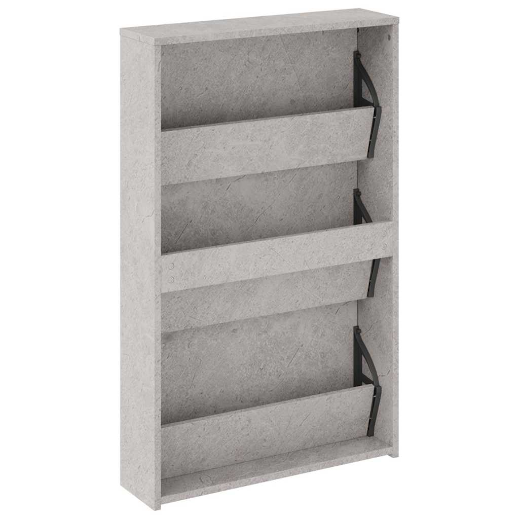 vidaXL Schuhschrank mit Spiegel 3 Fächer Betongrau 63x17x102,5 cm