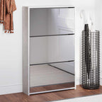 vidaXL Schuhschrank mit Spiegel 3 Fächer Betongrau 63x17x102,5 cm