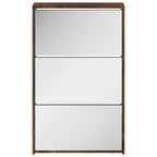 vidaXL Schuhschrank mit Spiegel 3 Fächer Räuchereiche 63x17x102,5 cm