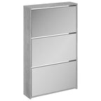 vidaXL Schuhschrank mit Spiegel 3 Fächer Grau Sonoma 63x17x102,5 cm
