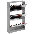 vidaXL Schuhschrank mit Spiegel 3 Fächer Grau Sonoma 63x17x102,5 cm