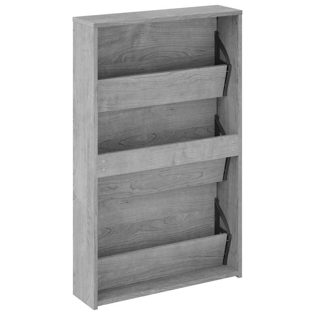 vidaXL Schuhschrank mit Spiegel 3 Fächer Grau Sonoma 63x17x102,5 cm