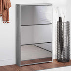 vidaXL Schuhschrank mit Spiegel 3 Fächer Grau Sonoma 63x17x102,5 cm