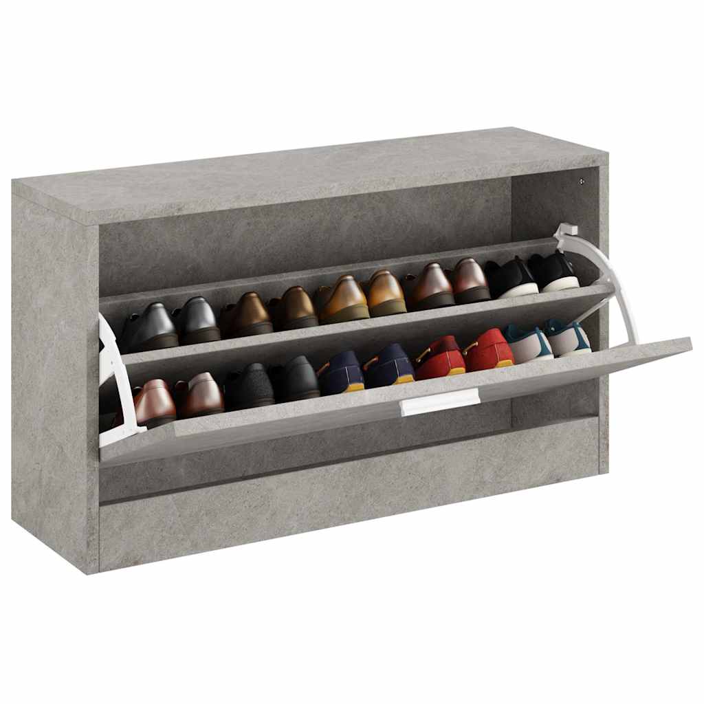 vidaXL Schuhbank Betongrau 80x24x45 cm Holzwerkstoff