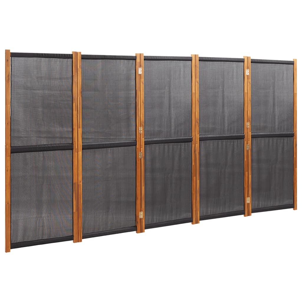 vidaXL 5-tlg. Raumteiler Schwarz 350x180 cm