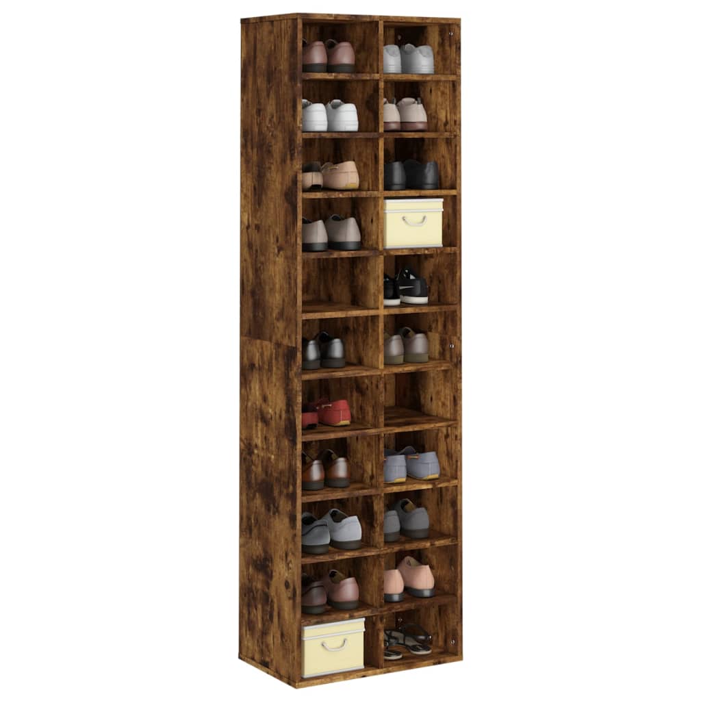vidaXL Schuhregal Räuchereiche 54x34x183 cm Holzwerkstoff