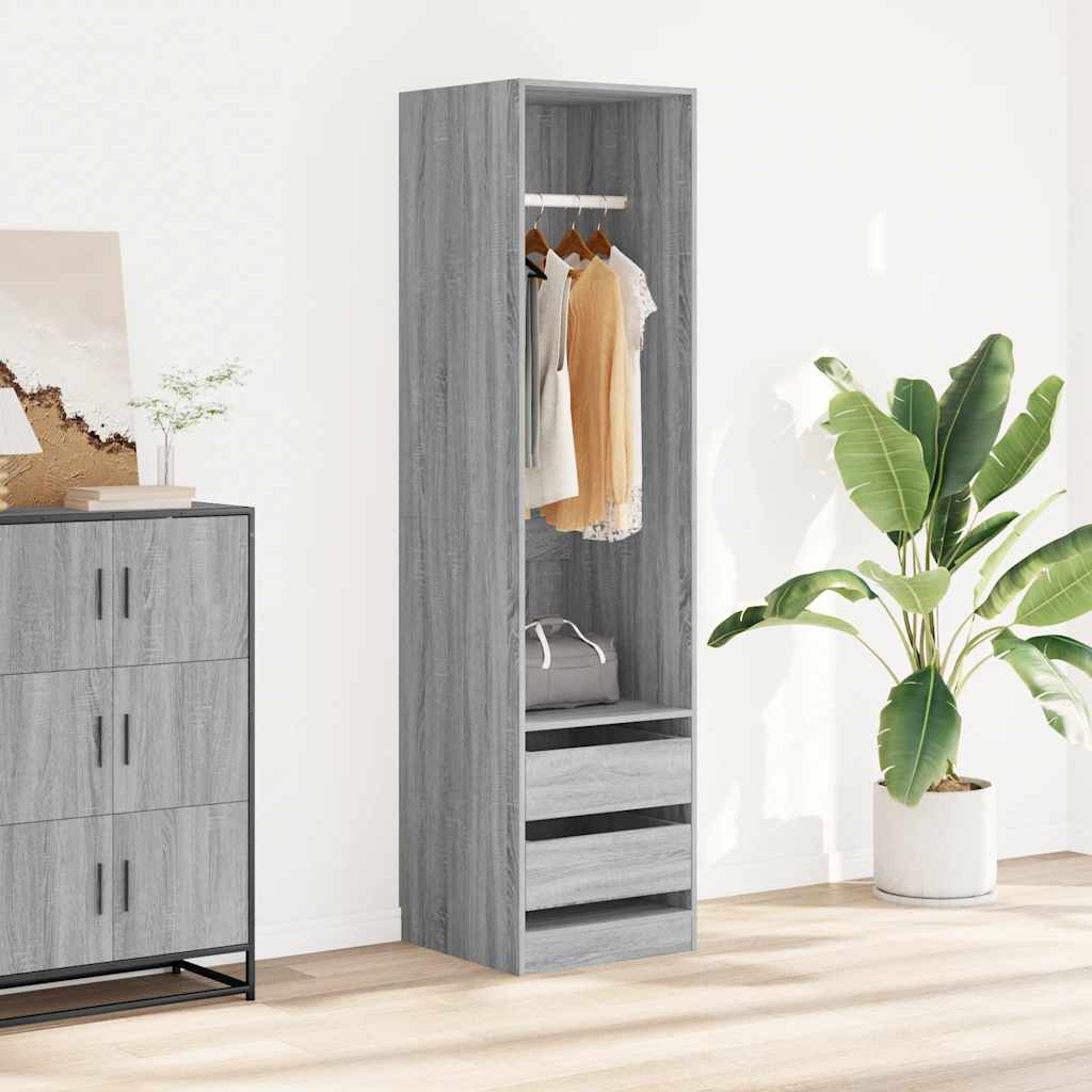 vidaXL Kleiderschrank mit Schubladen Grau Sonoma 50x50x200 cm