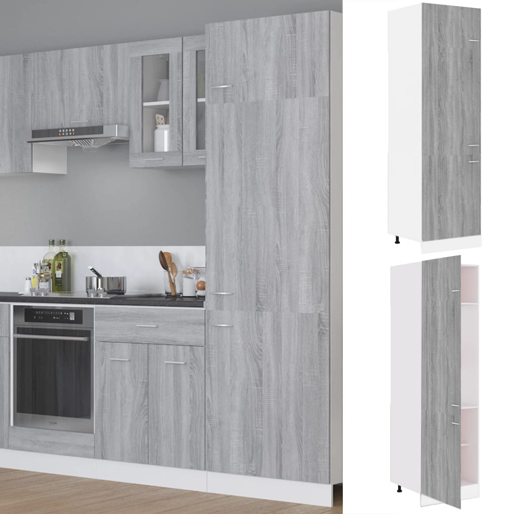 vidaXL Kühlumbauschrank Lyon Grau Sonoma 60x57x207 cm Holzwerkstoff