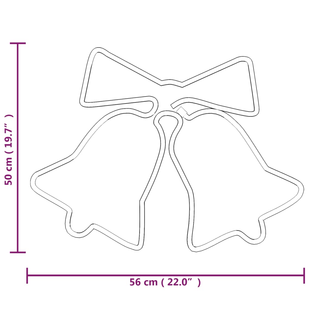 vidaXL LED-Silhouette Weihnachtsglocken 72 LEDs 50x56 cm