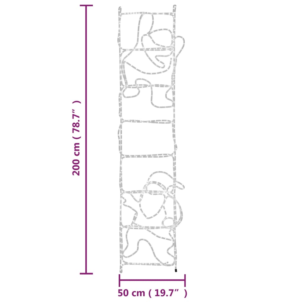 vidaXL LED-Silhouette Weihnachtsmann auf Leiter 552 LEDs 50x200 cm