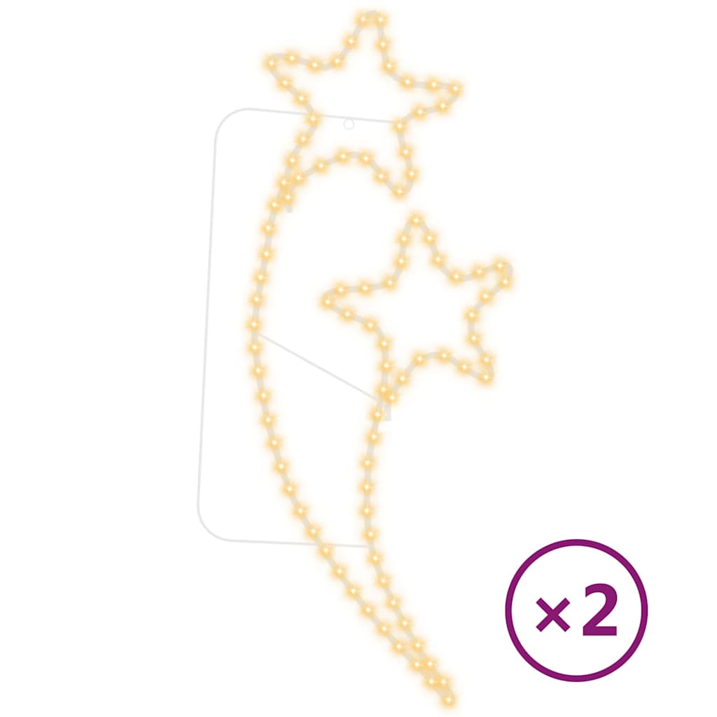 vidaXL Lichterketten 2 Stk. Sternförmig Warmweiß 125,5x53x4,5 cm
