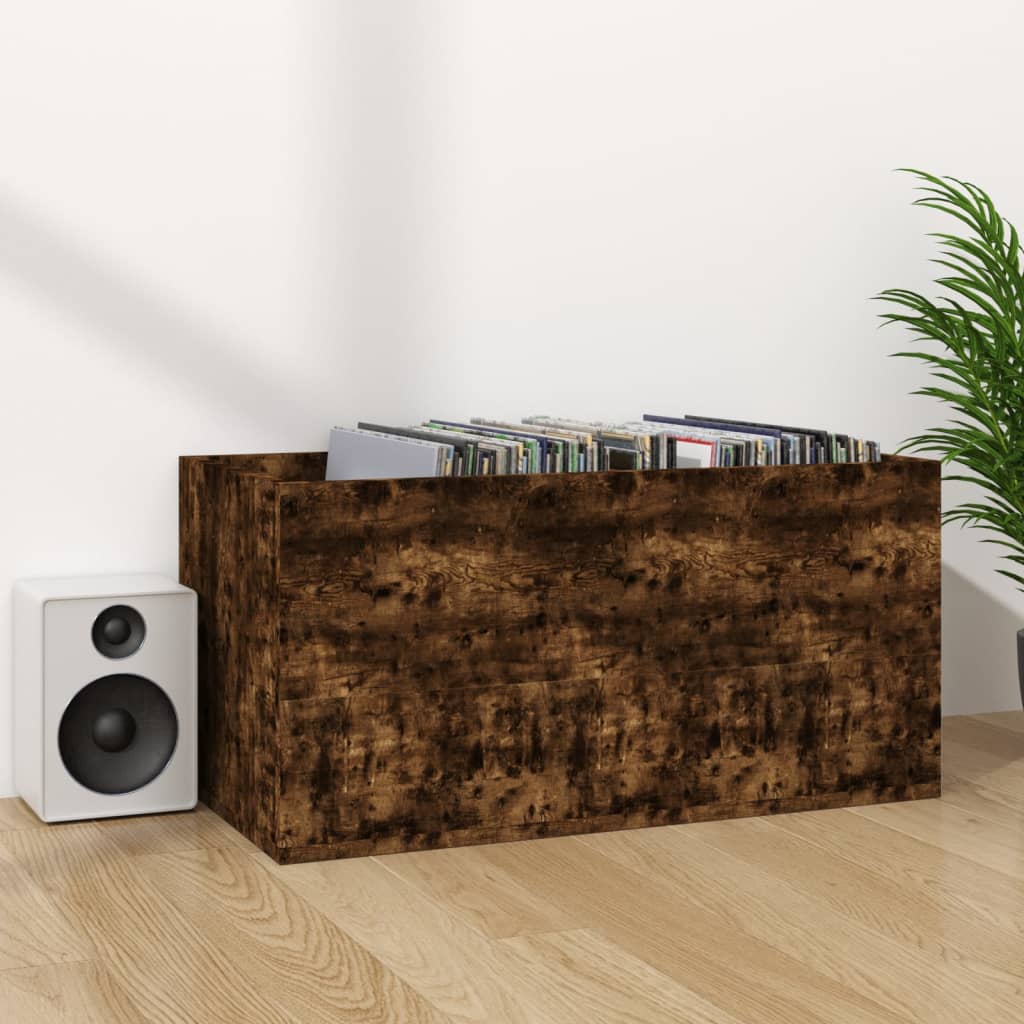 vidaXL Schallplatten-Box Räuchereiche 71x34x36 cm Holzwerkstoff