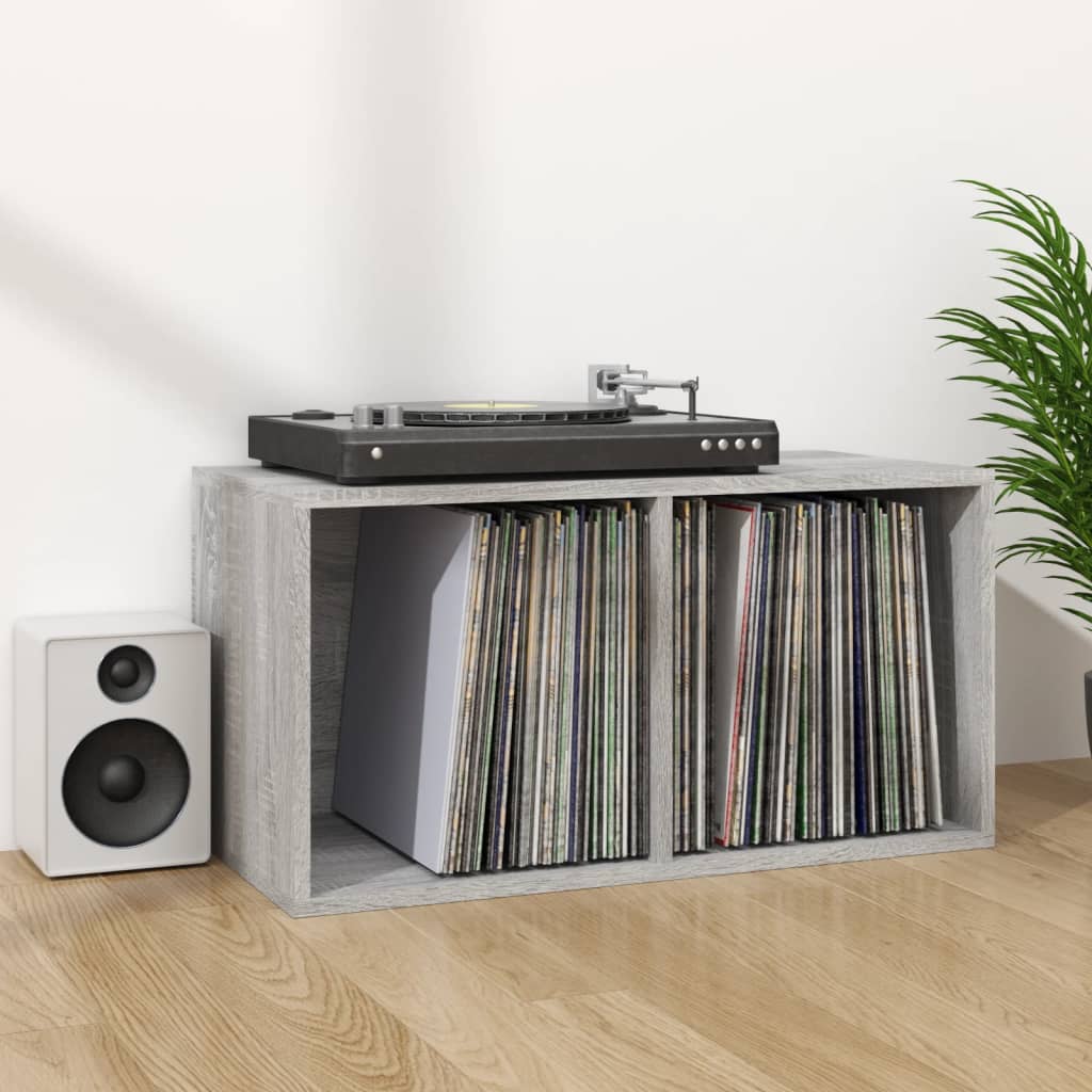vidaXL Schallplatten-Box Grau Sonoma 71x34x36cm Holzwerkstoff