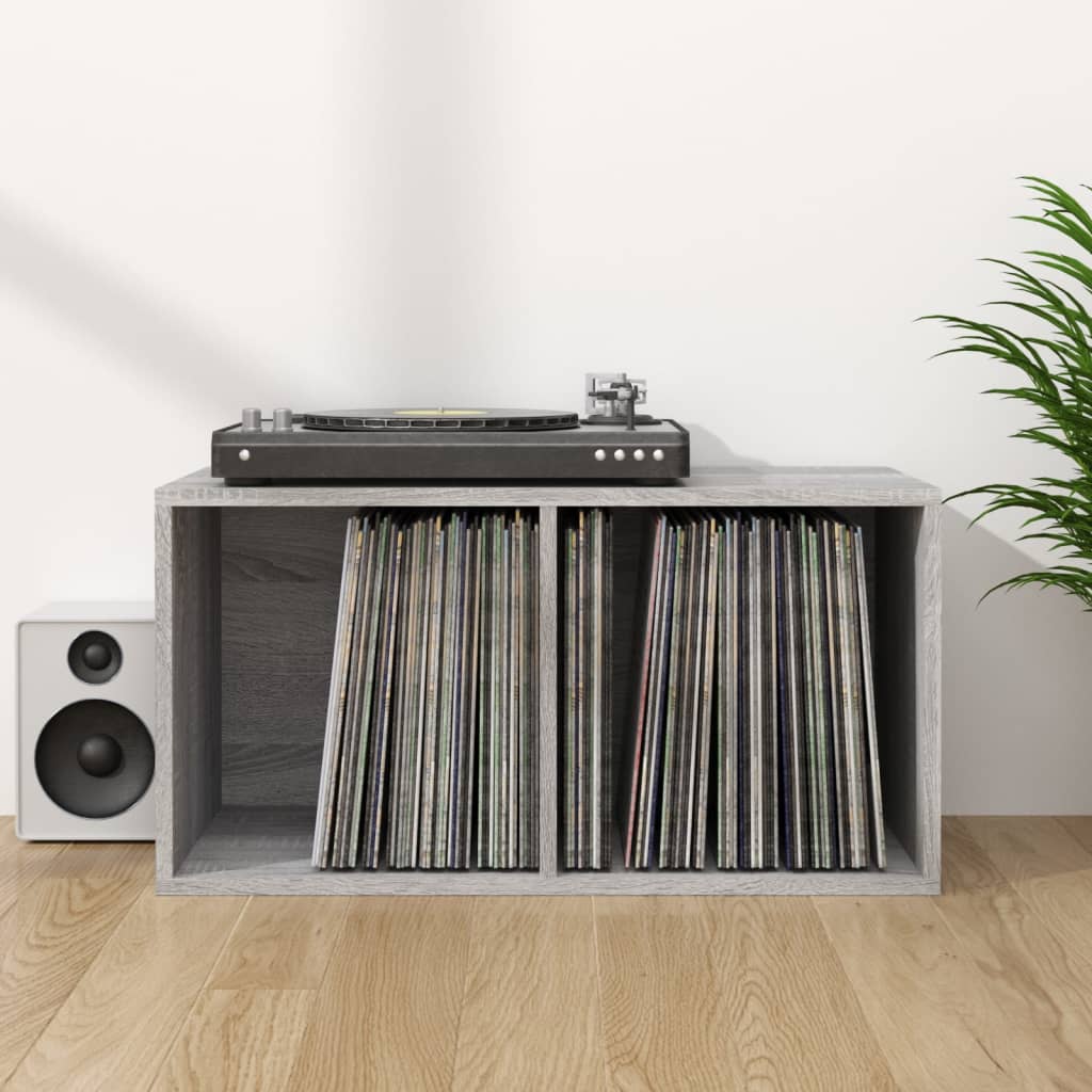 vidaXL Schallplatten-Box Grau Sonoma 71x34x36cm Holzwerkstoff