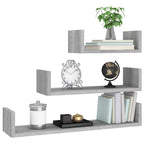 vidaXL Wandregale 3 Stk. Grau Sonoma Holzwerkstoff