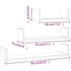 vidaXL Wandregale 3 Stk. Grau Sonoma Holzwerkstoff