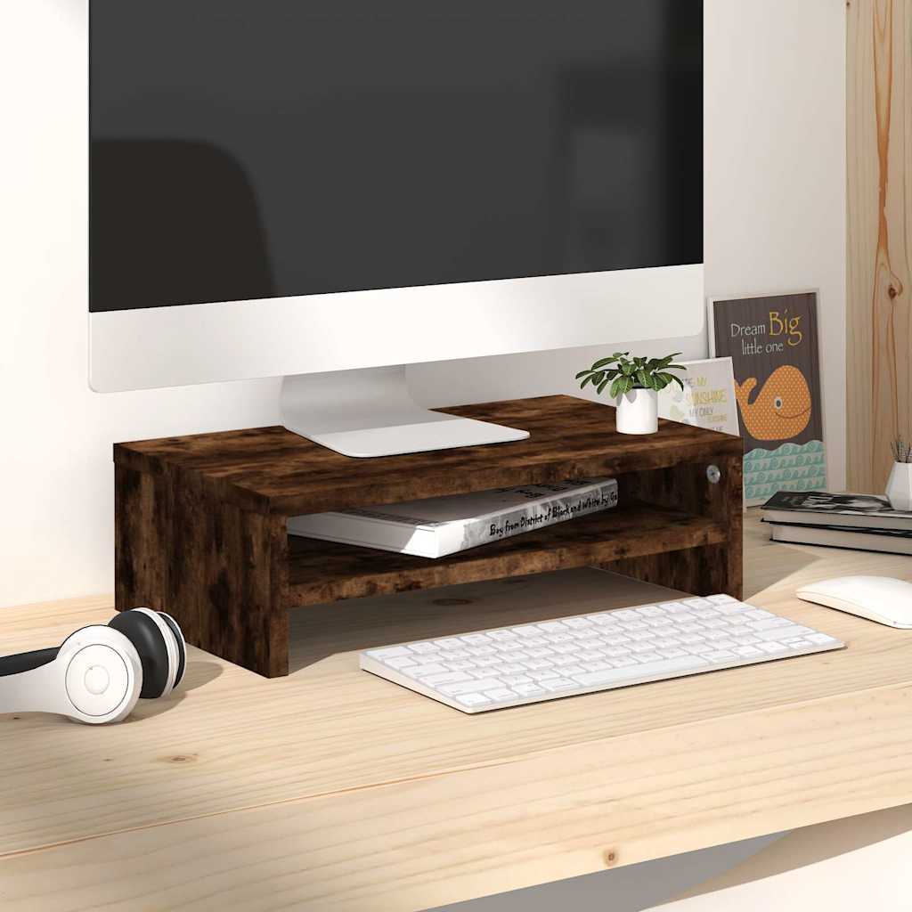 vidaXL Monitorständer Räuchereiche 42x24x13 cm Holzwerkstoff