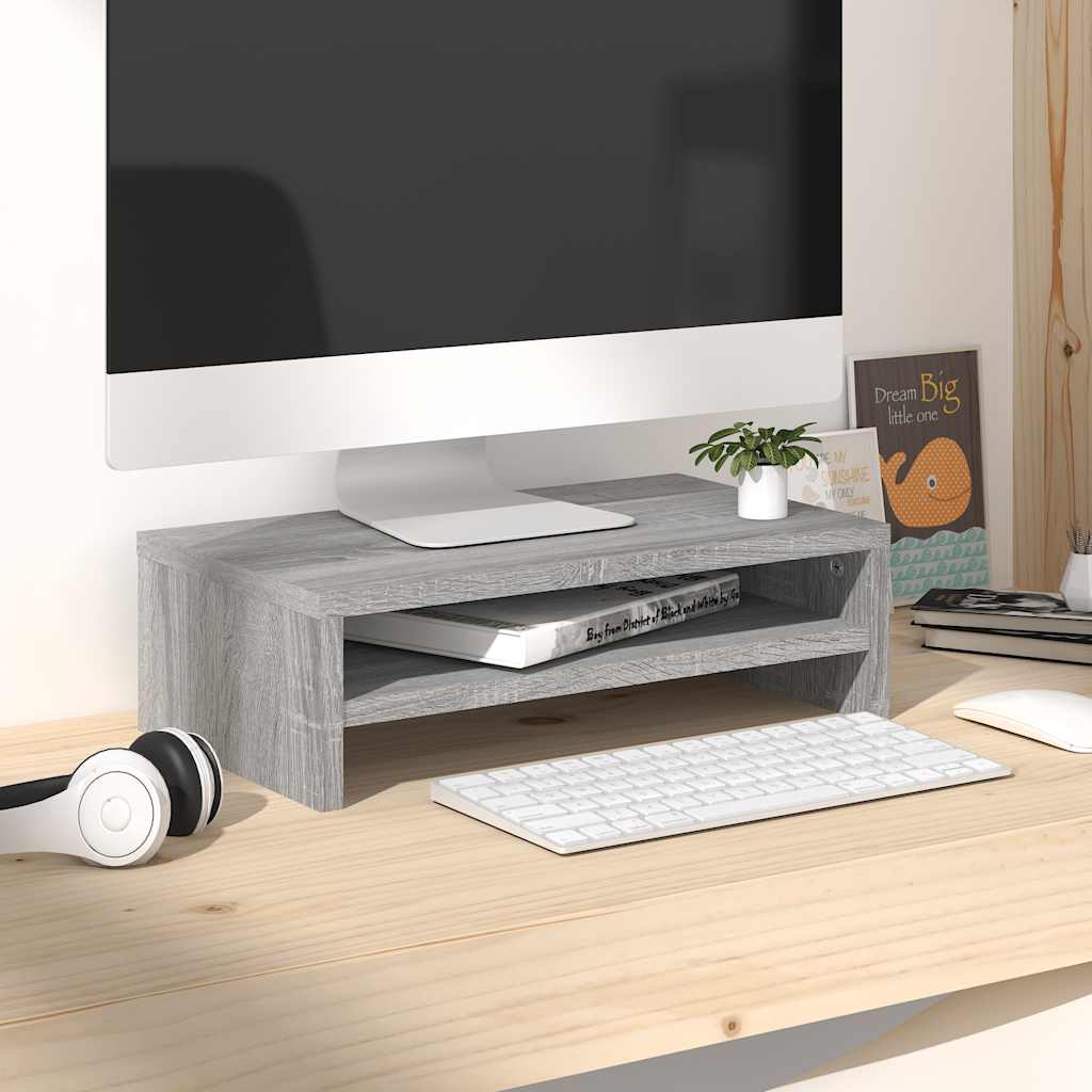 vidaXL Monitorständer Grau Sonoma 42x24x13 cm Holzwerkstoff
