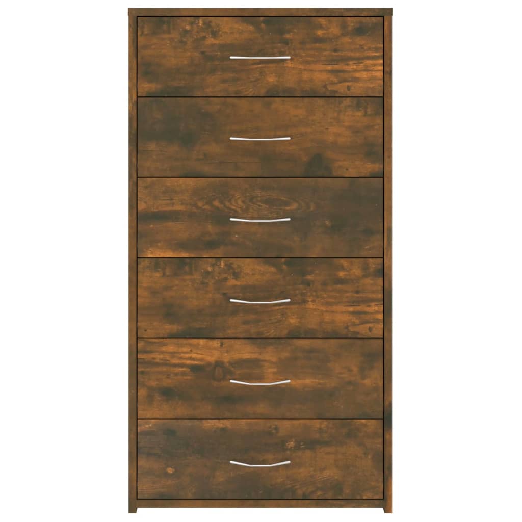vidaXL Sideboard 6 Schubladen Räuchereiche 50x34x96 cm Holzwerkstoff