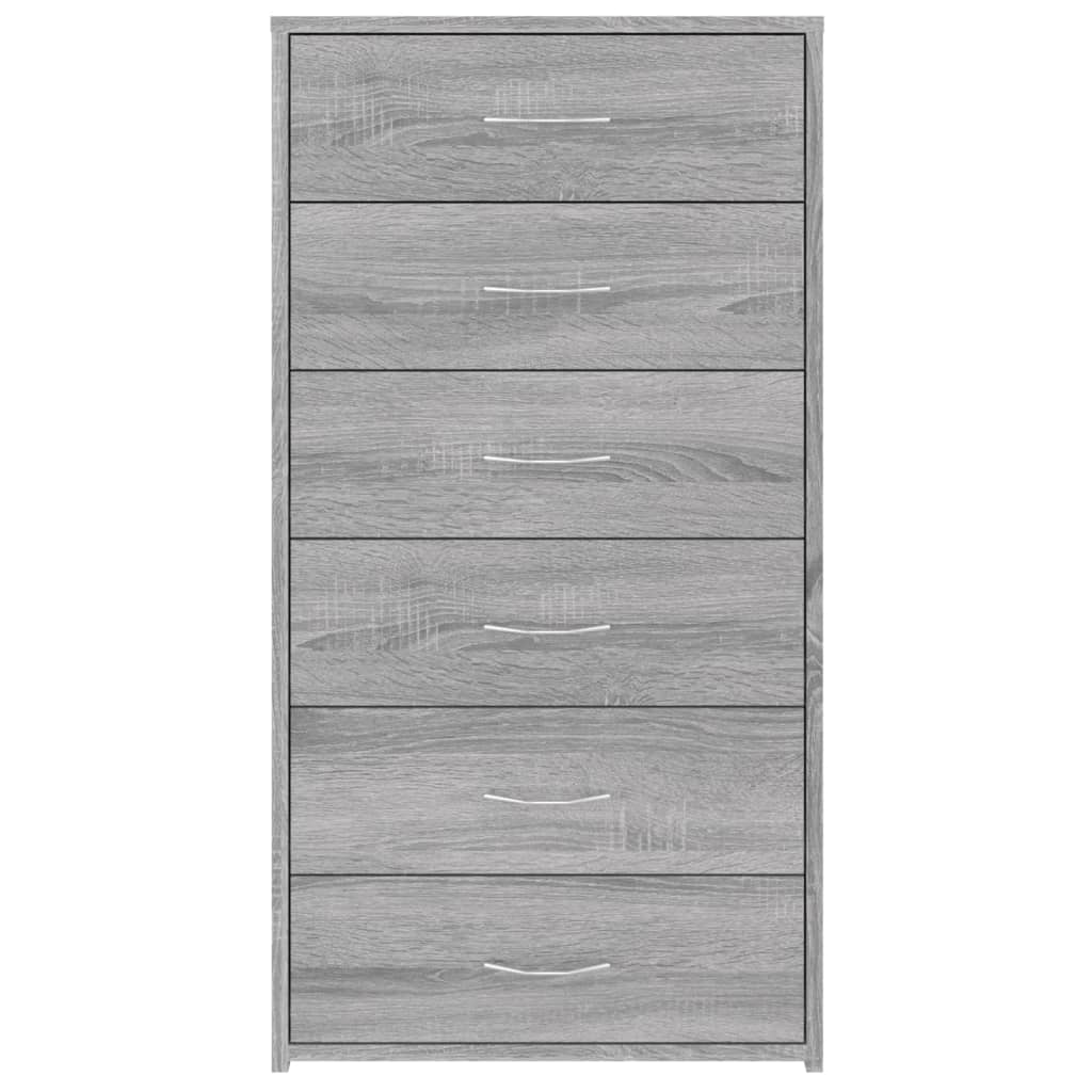 vidaXL Sideboard mit 6 Schubladen Grau Sonoma 50x34x96cm Holzwerkstoff