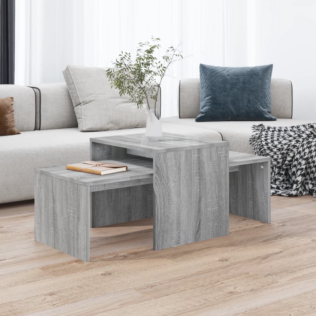 vidaXL Couchtisch-Set Grau Sonoma 100x48x40 cm Holzwerkstoff