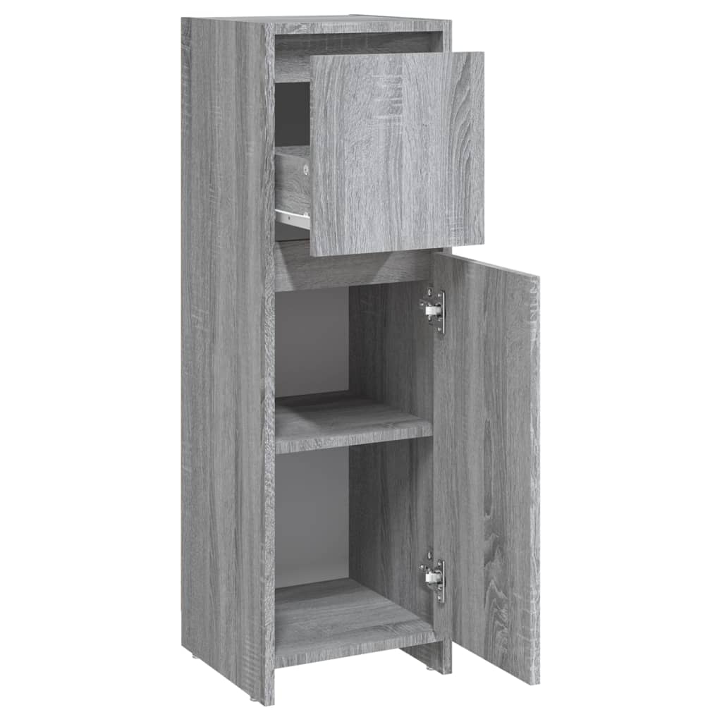 vidaXL Badschrank Grau Sonoma 30x30x95 cm Holzwerkstoff