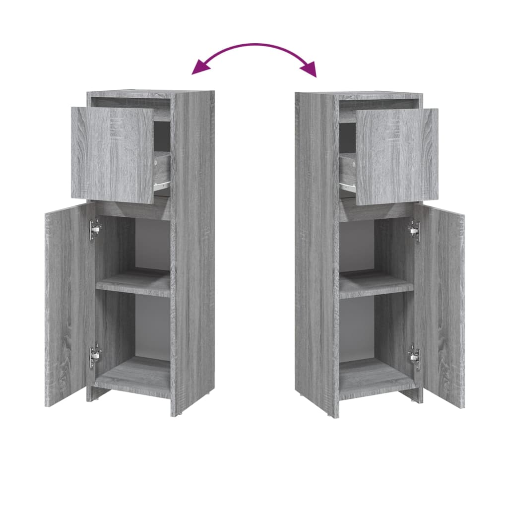 vidaXL Badschrank Grau Sonoma 30x30x95 cm Holzwerkstoff