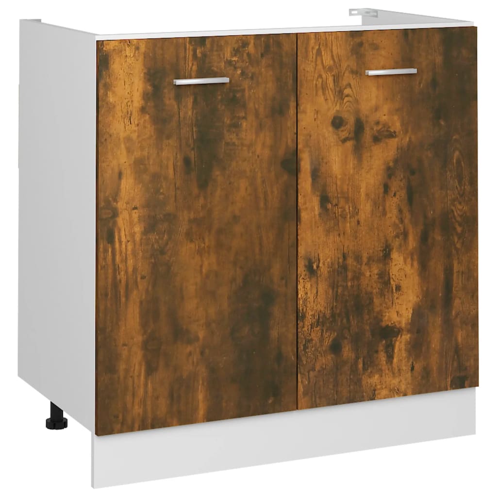 vidaXL Spülenunterschrank Lyon Räuchereiche 80x46x81,5 cm Holzwerkstoff