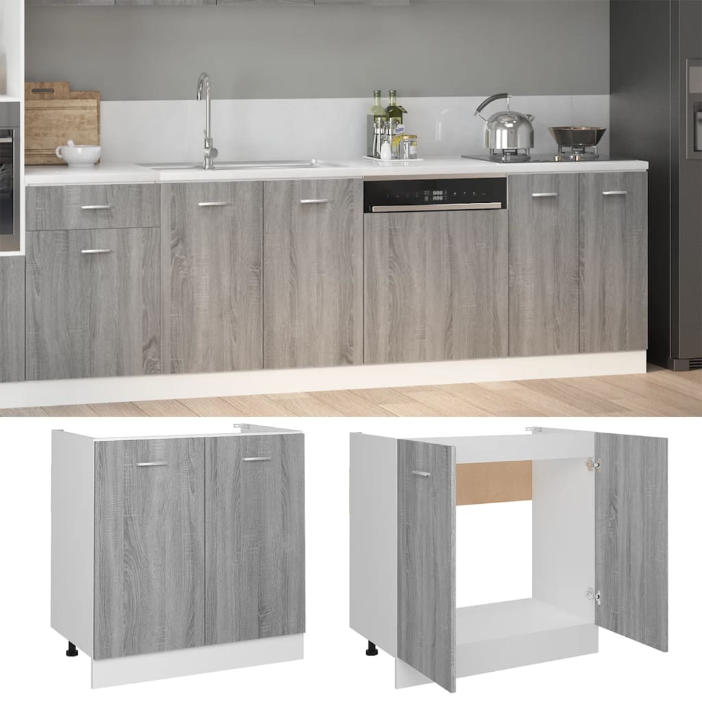 vidaXL Spülenunterschrank Lyon Grau Sonoma 80x46x81,5 cm Holzwerkstoff