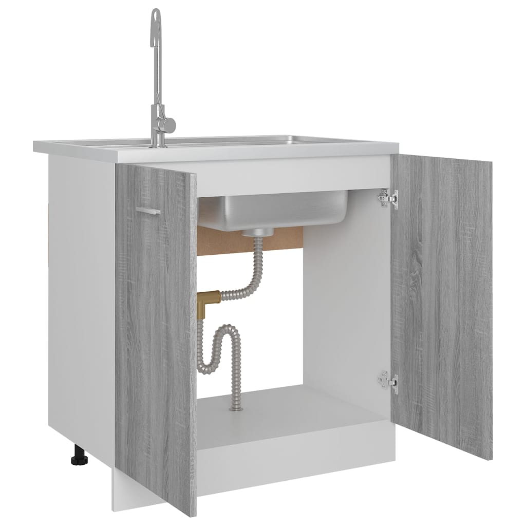 vidaXL Spülenunterschrank Lyon Grau Sonoma 80x46x81,5 cm Holzwerkstoff