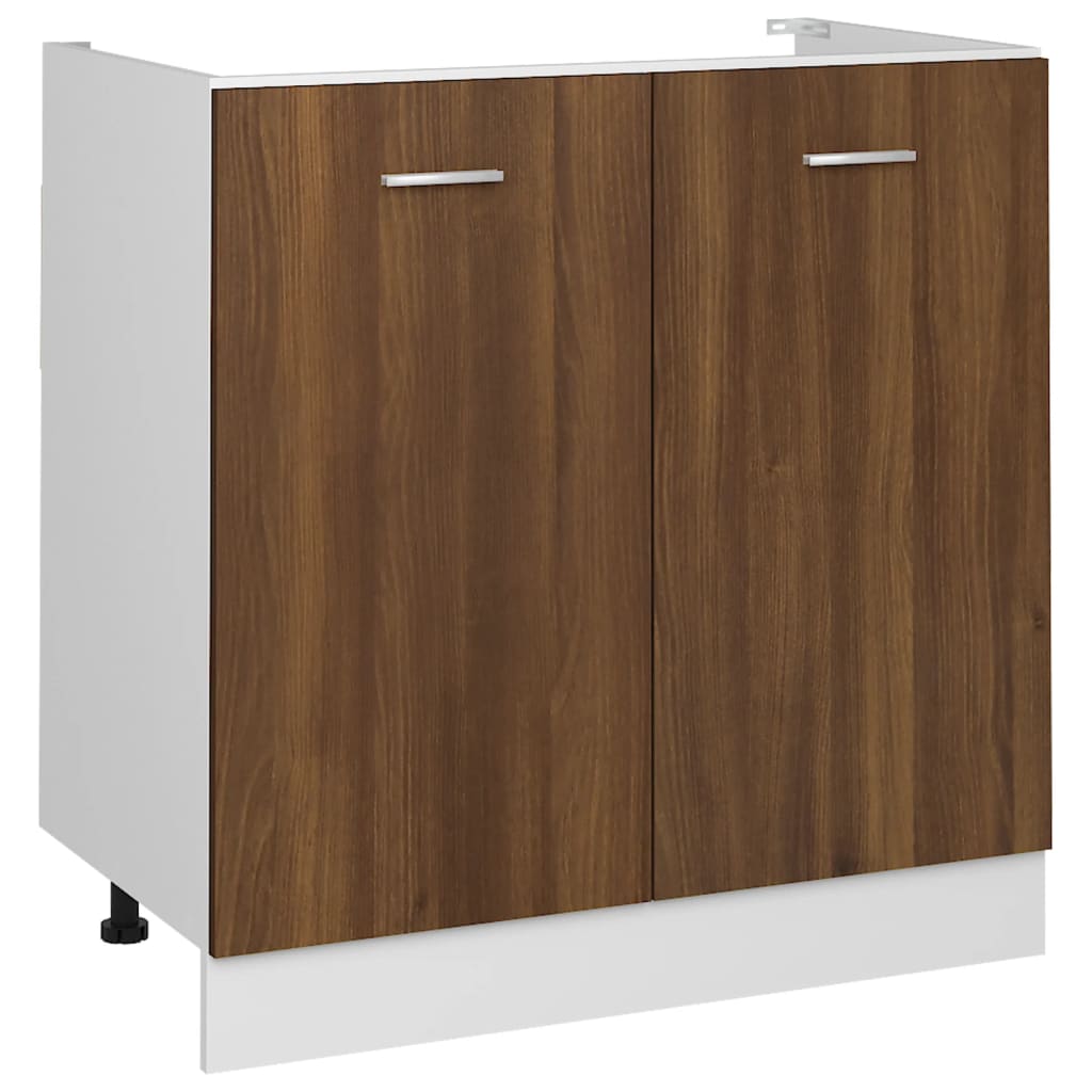 vidaXL Spülenunterschrank Lyon Braun Eiche-Optik 80x46x81,5cm Holzwerkstoff