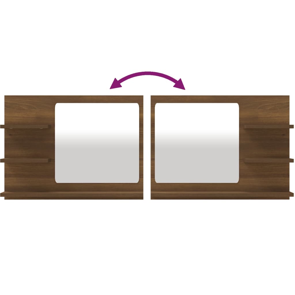 vidaXL Badspiegel Braun Eiche-Optik 60x10,5x45 cm Holzwerkstoff