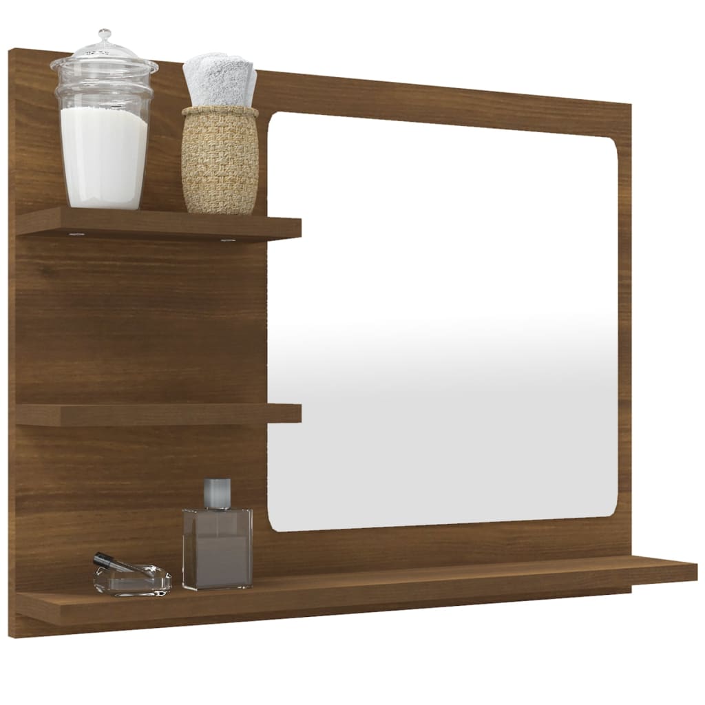 vidaXL Badspiegel Braun Eiche-Optik 60x10,5x45 cm Holzwerkstoff
