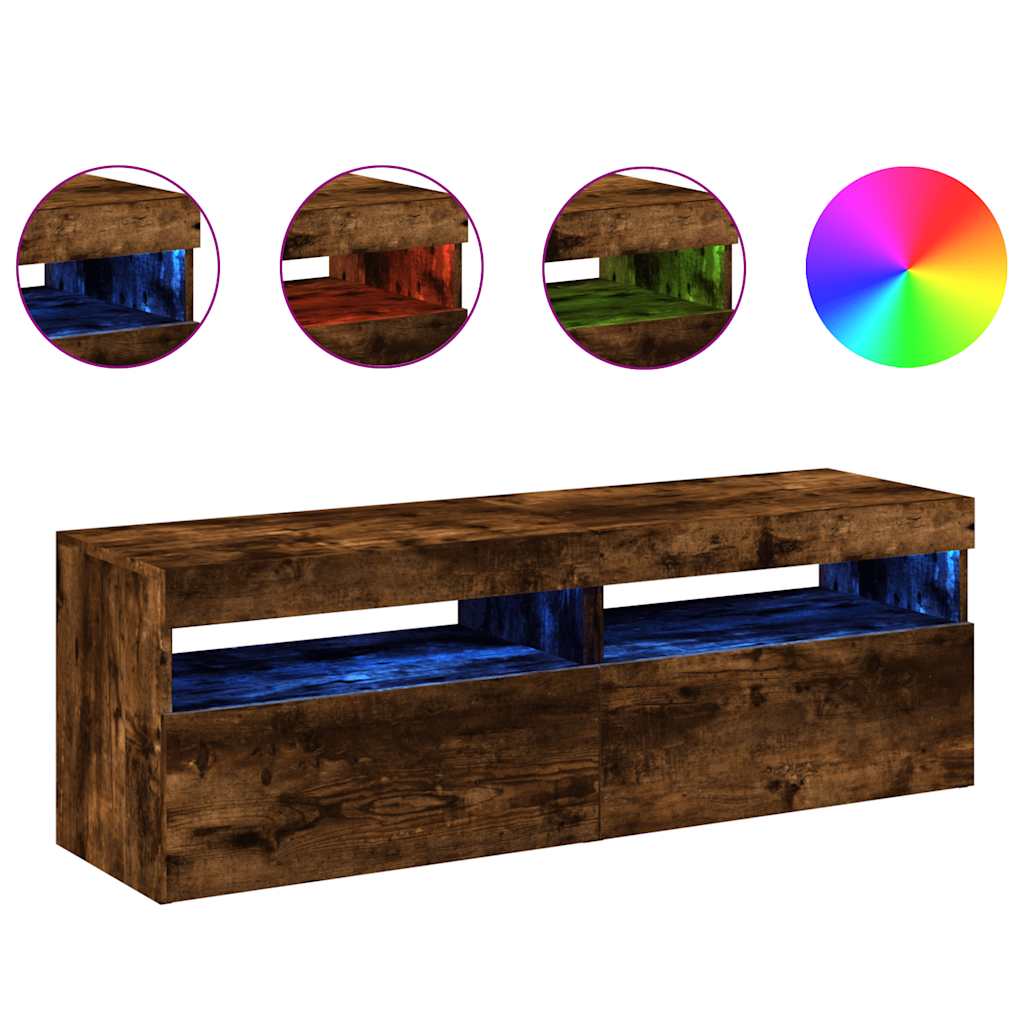 vidaXL TV-Schränke 2 Stk. mit LED-Leuchten Räuchereiche 60x35x40 cm