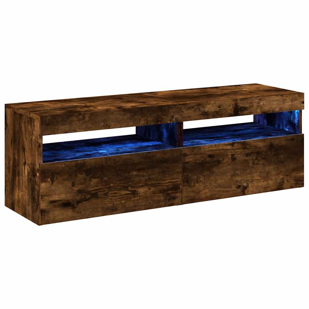 vidaXL TV-Schränke 2 Stk. mit LED-Leuchten Räuchereiche 60x35x40 cm