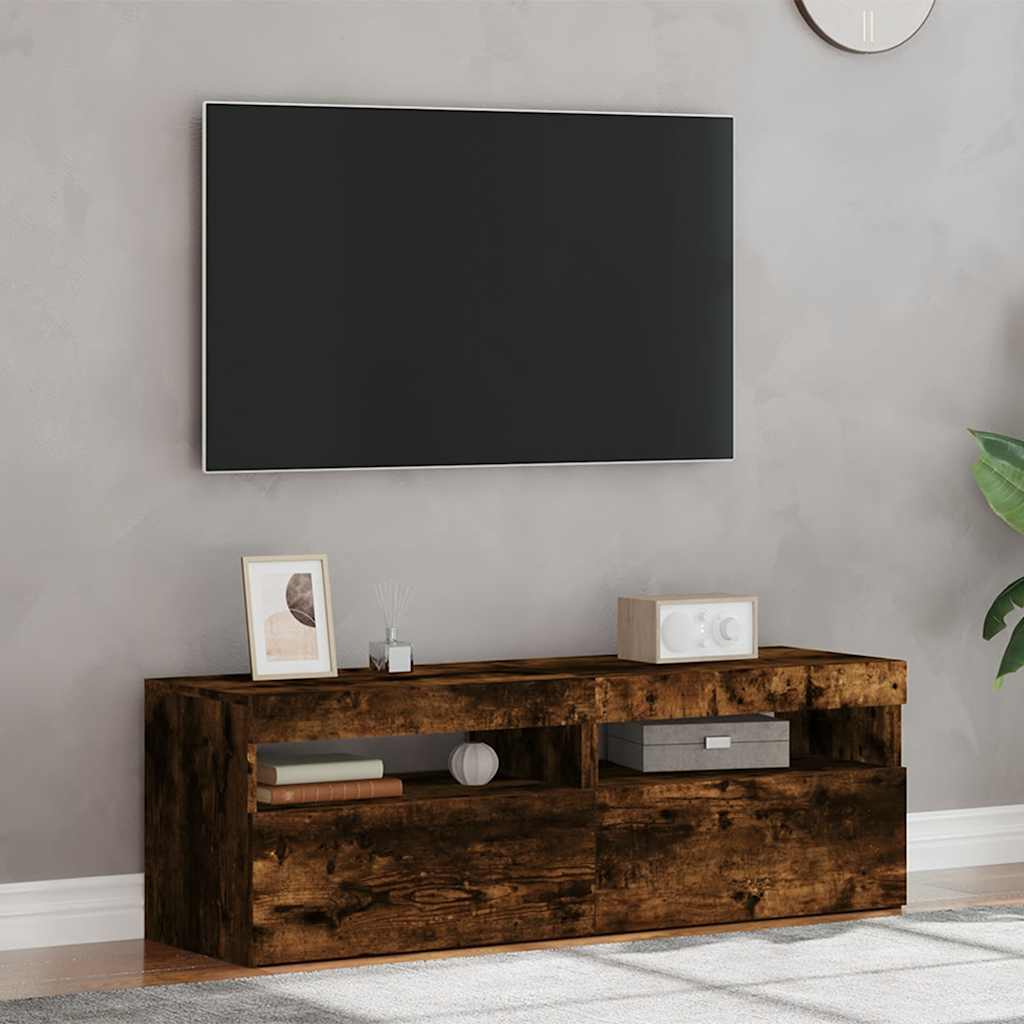 vidaXL TV-Schränke 2 Stk. mit LED-Leuchten Räuchereiche 60x35x40 cm