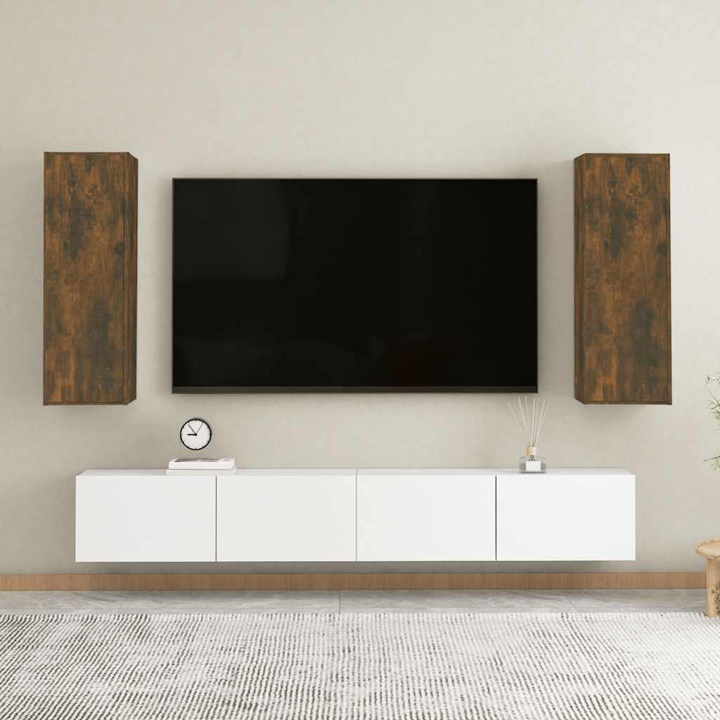 vidaXL TV-Schränke 2 Stk. Räuchereiche 30,5x30x90 cm Holzwerkstoff