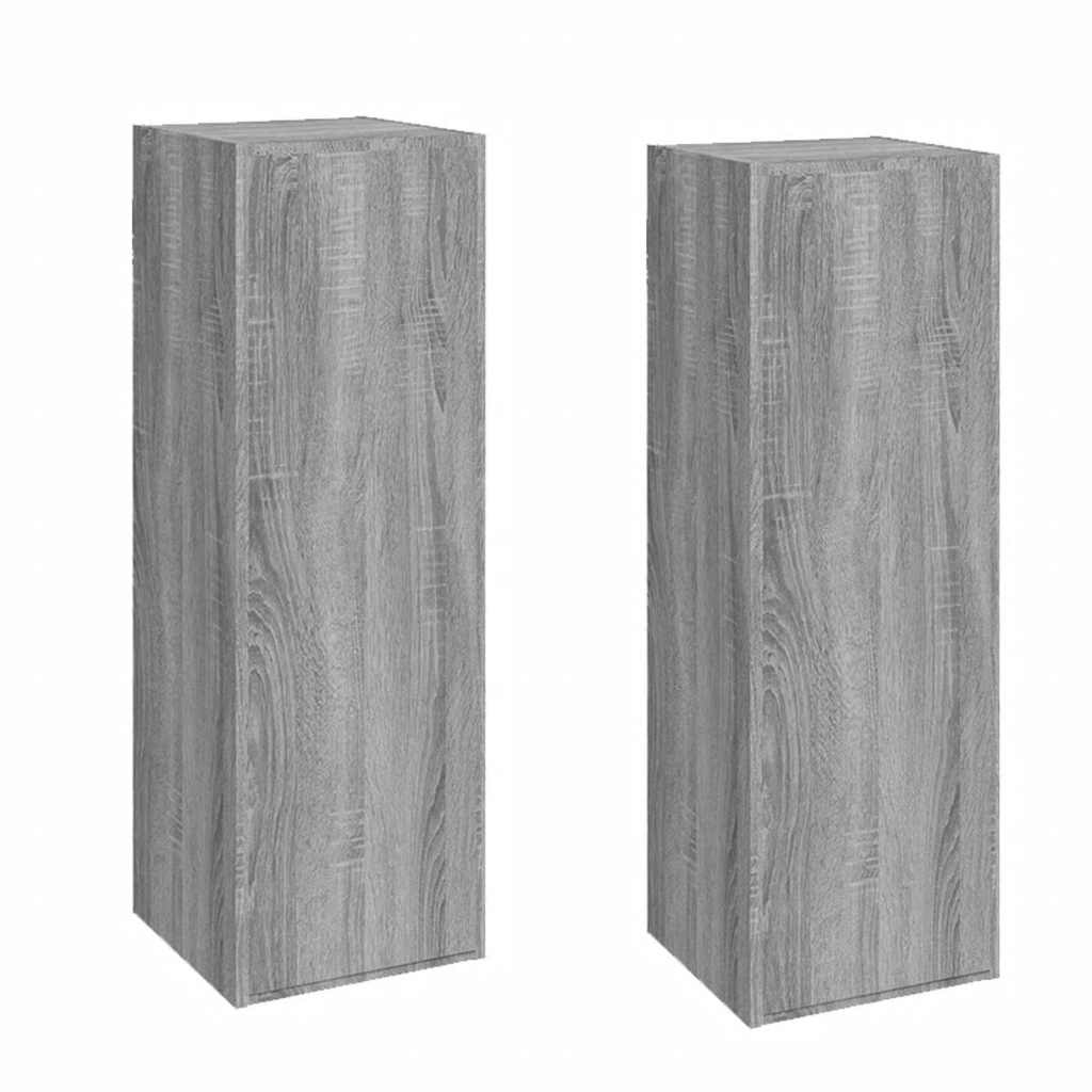 vidaXL TV-Schränke 2 Stk. Grau Sonoma 30,5x30x90 cm Holzwerkstoff